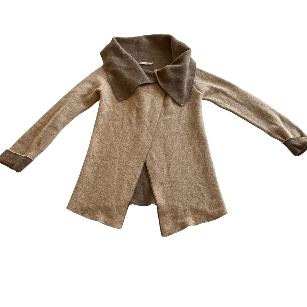 Chiaramente Cowl Neck Sweater Womens Small Tan Brown Wool Blend Made In Italy